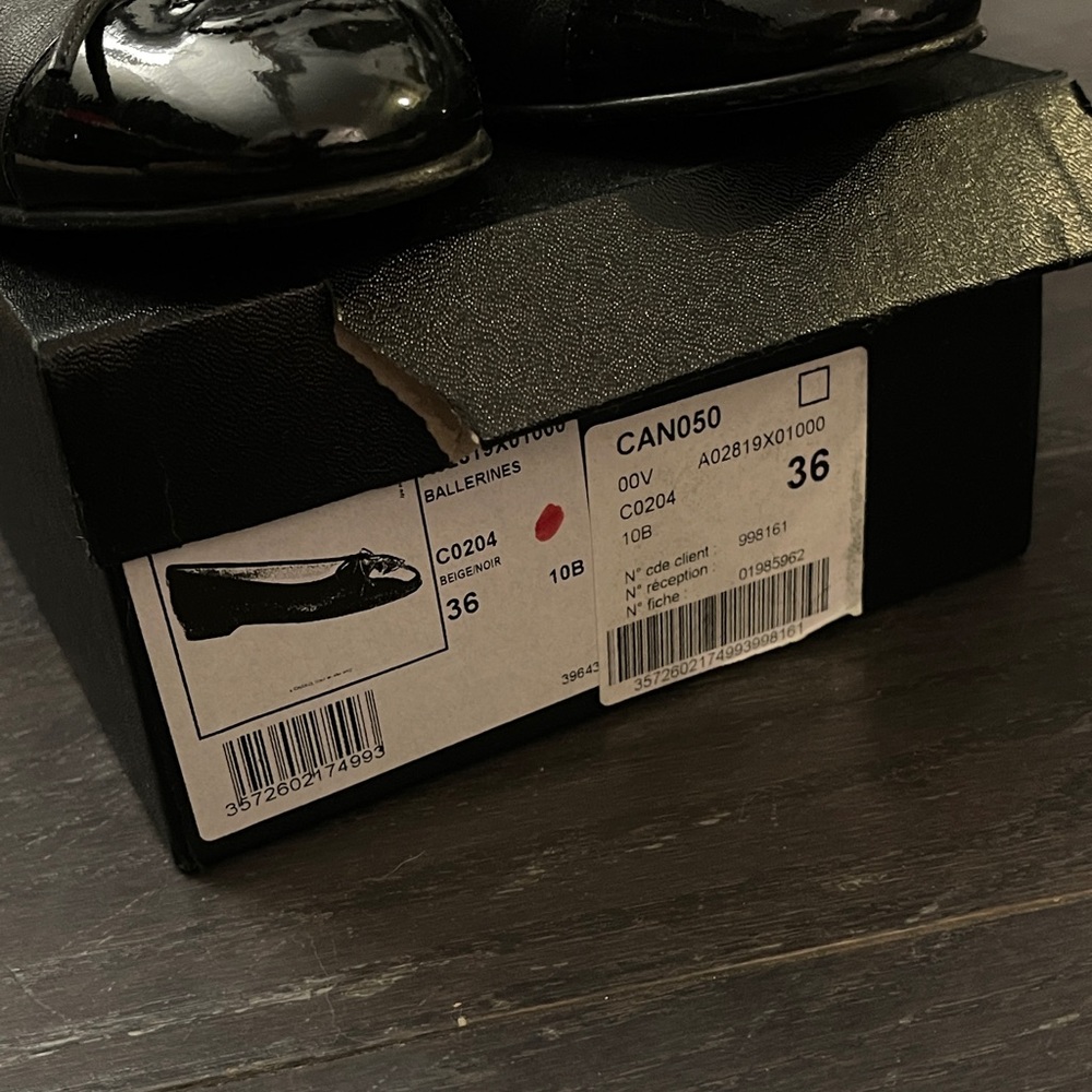 Authentic Chanel black leather ballet flat shoe women size 36 - Picture 2 of 10